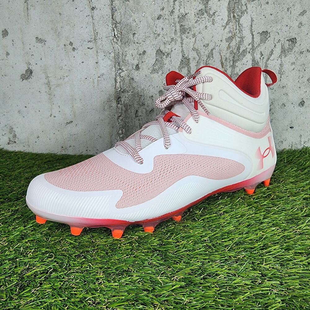 MSRP $100 Under Armour Command MC Mid Lacrosse Cleats Mens 12 White